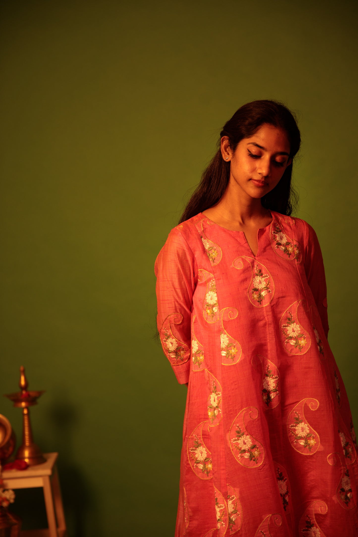 Pink Peacock Kurta Set