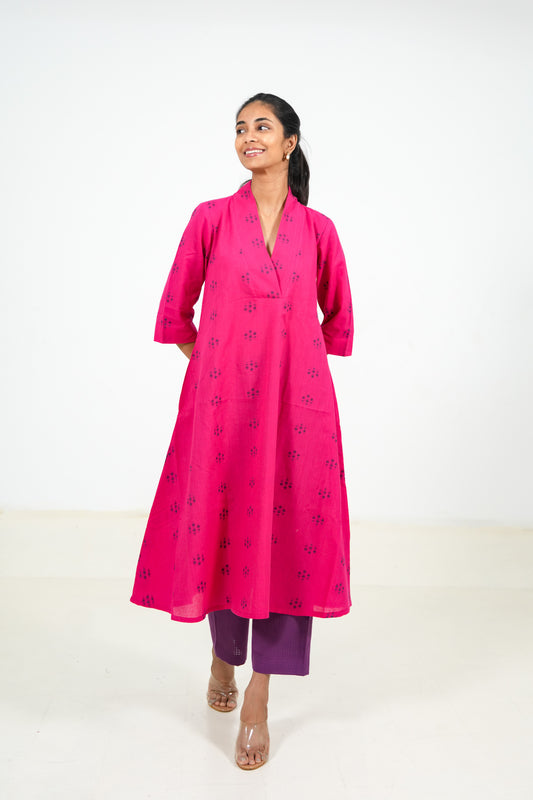 Pink Peacock Kurta Set