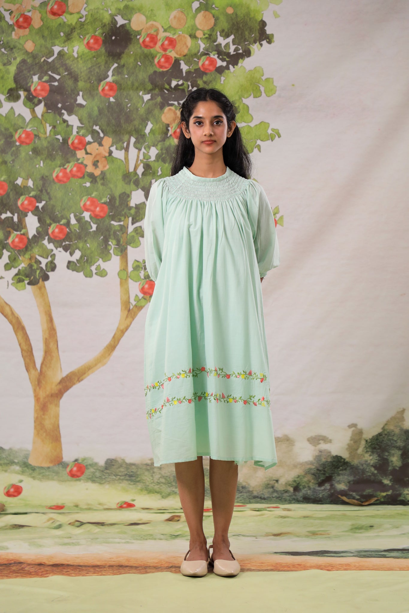 Green Apple Smocked Dress