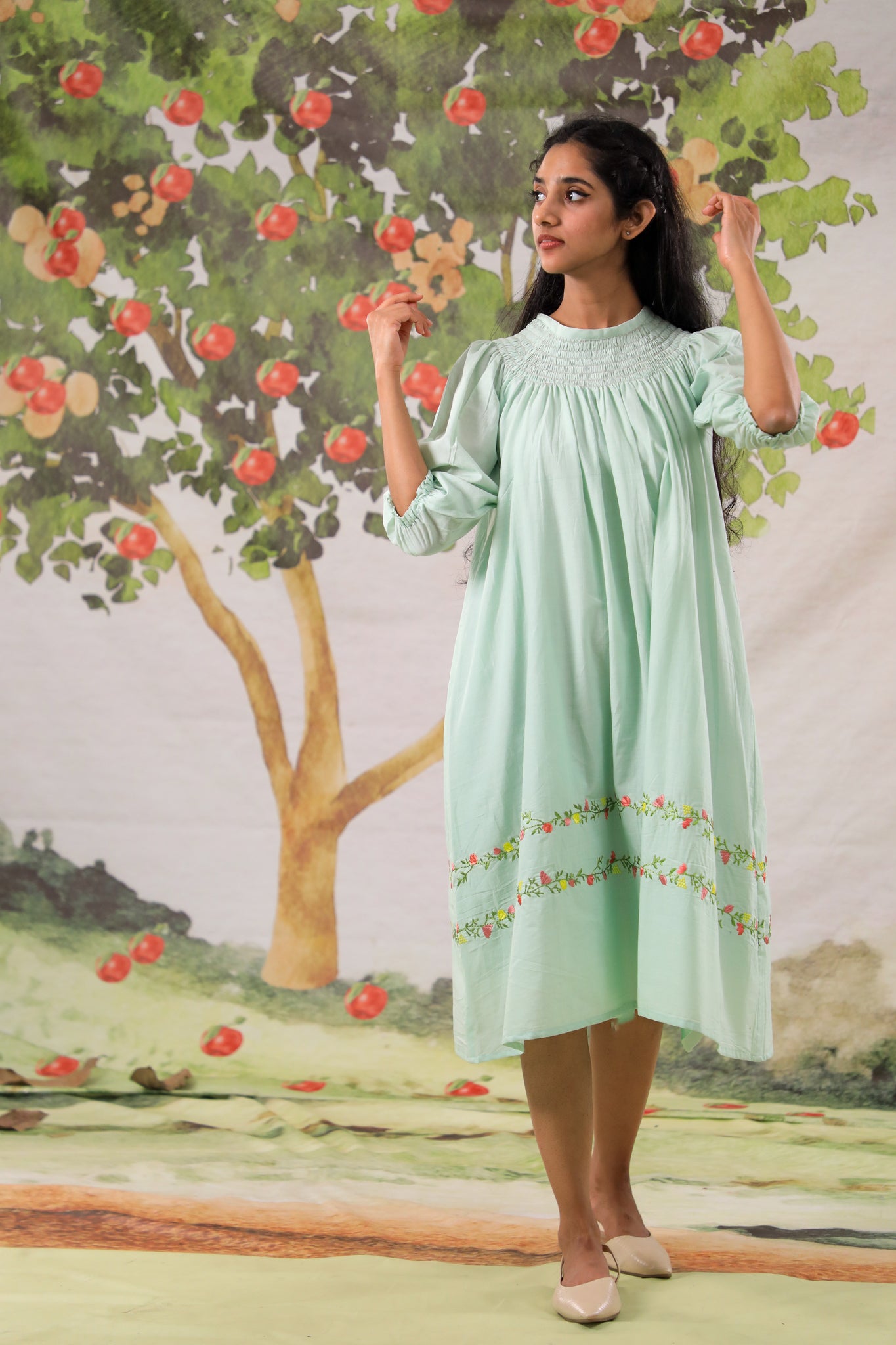 Green Apple Smocked Dress