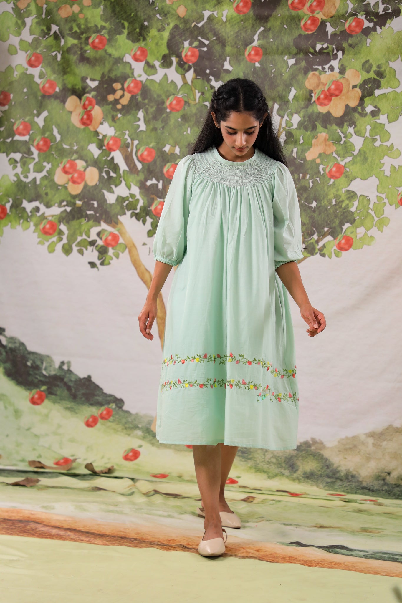 Green Apple Smocked Dress