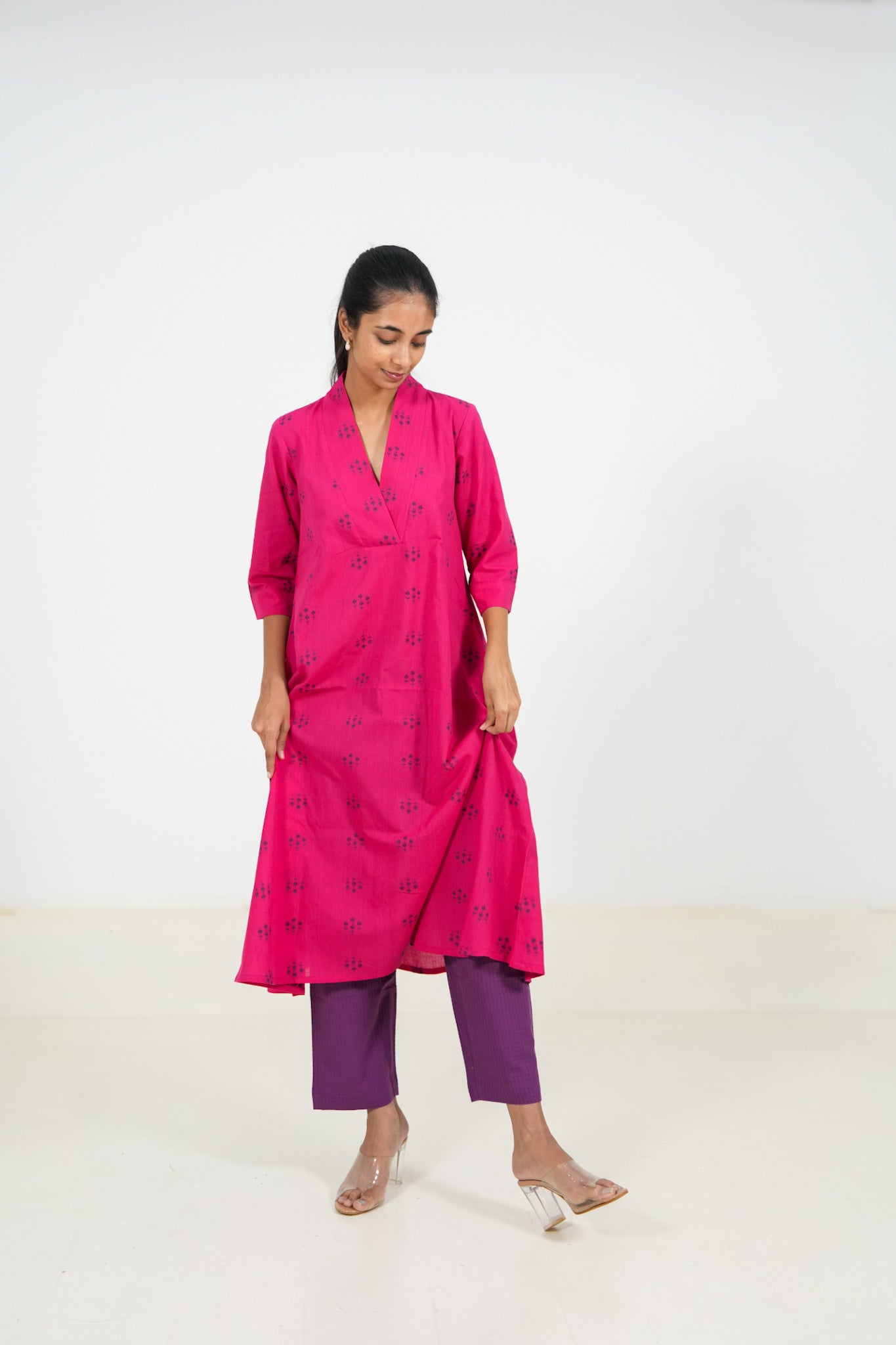 Pink Peacock Kurta Set