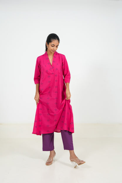 Pink Peacock Kurta Set