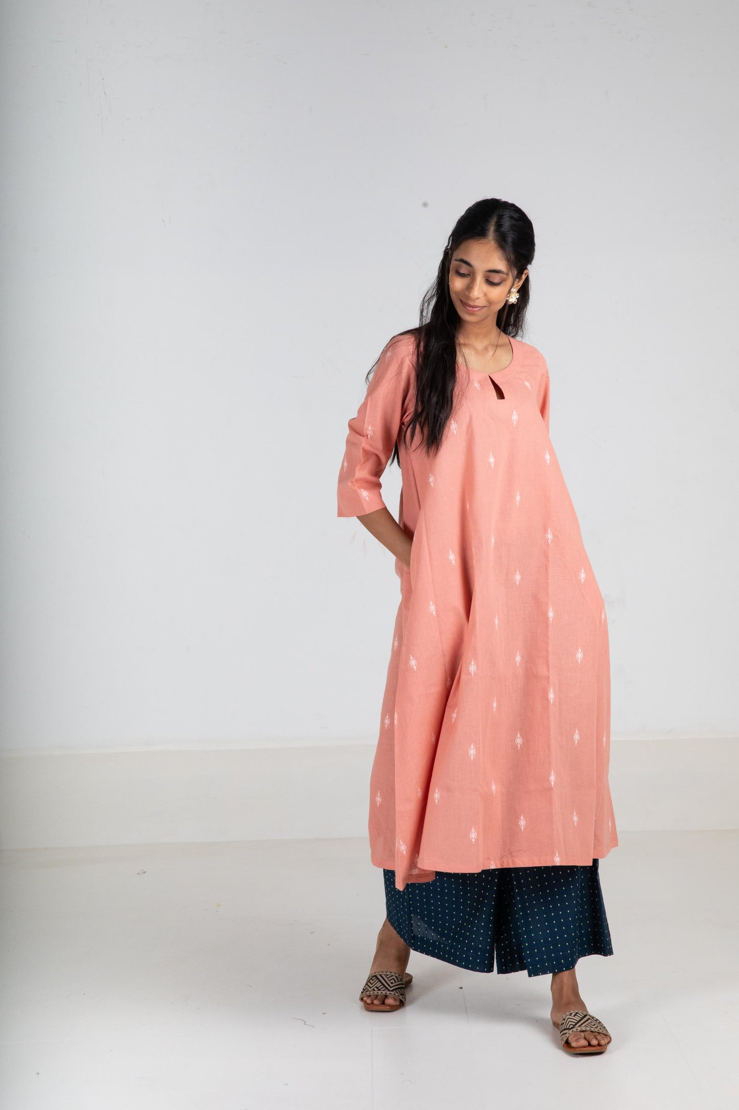 Peach Powder Kurta Set