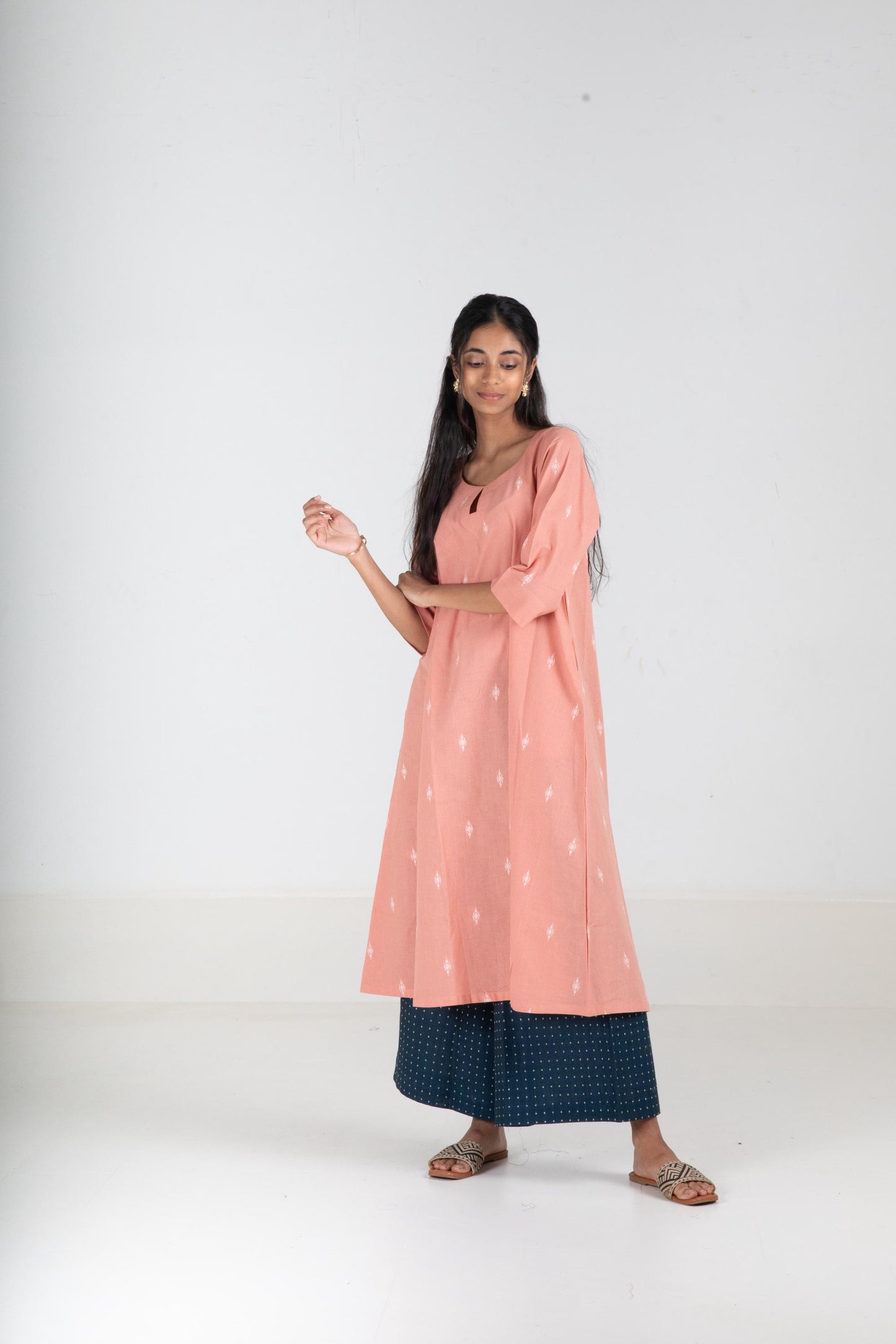 Peach Powder Kurta Set