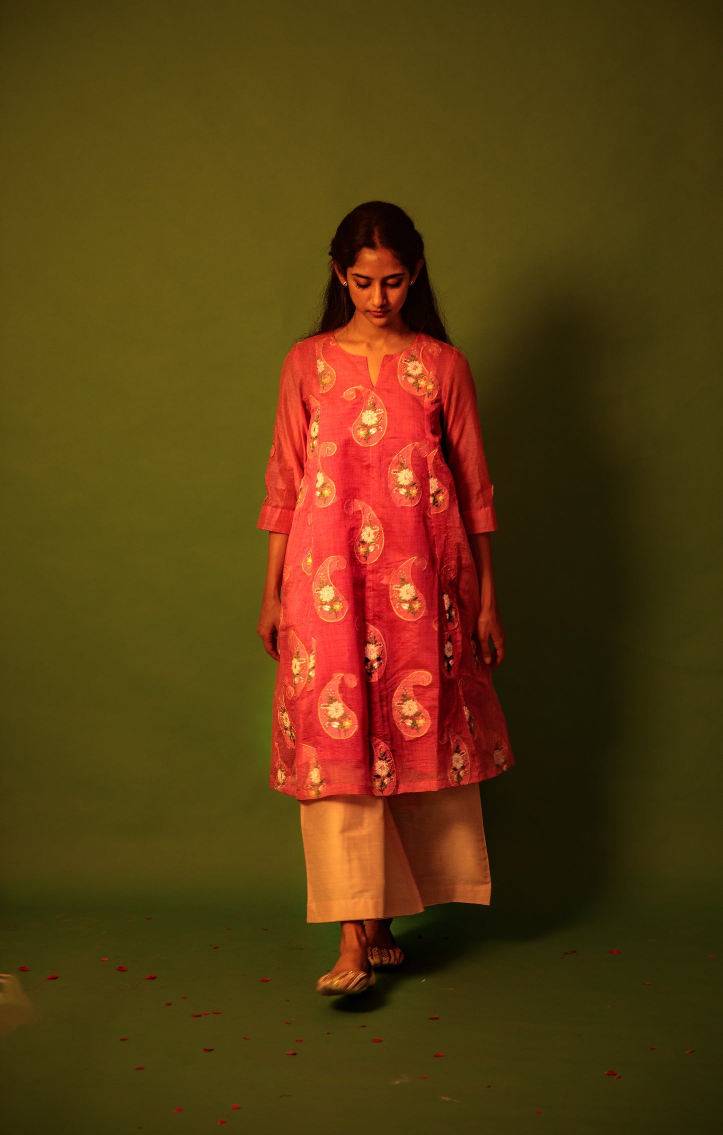 Pink Peacock Kurta Set