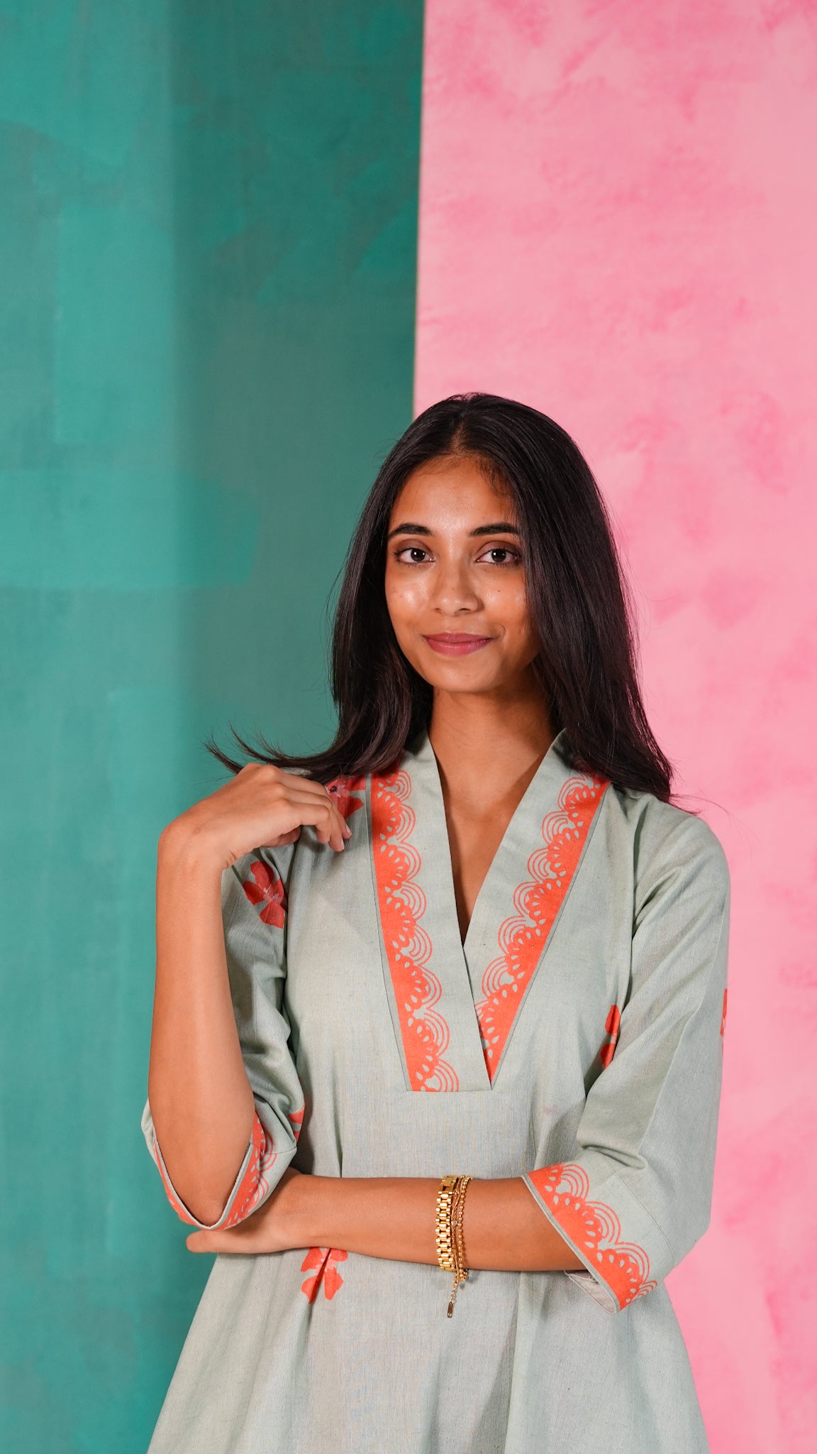 Brick and Blossom Kurta Set