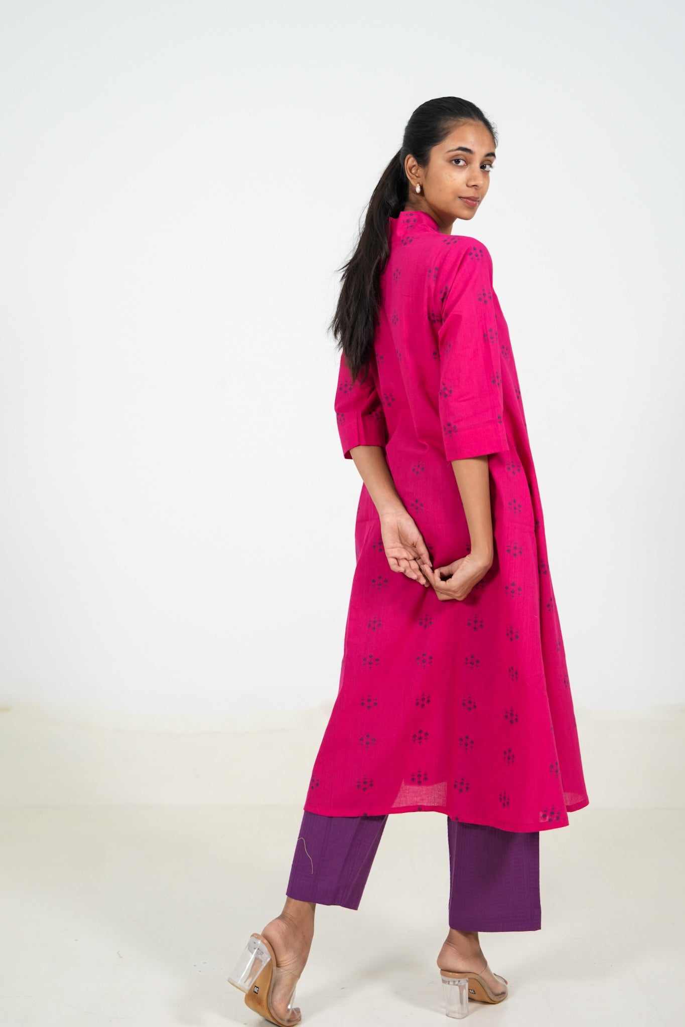 Pink Peacock Kurta Set