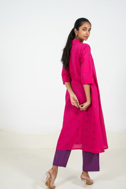 Pink Peacock Kurta Set