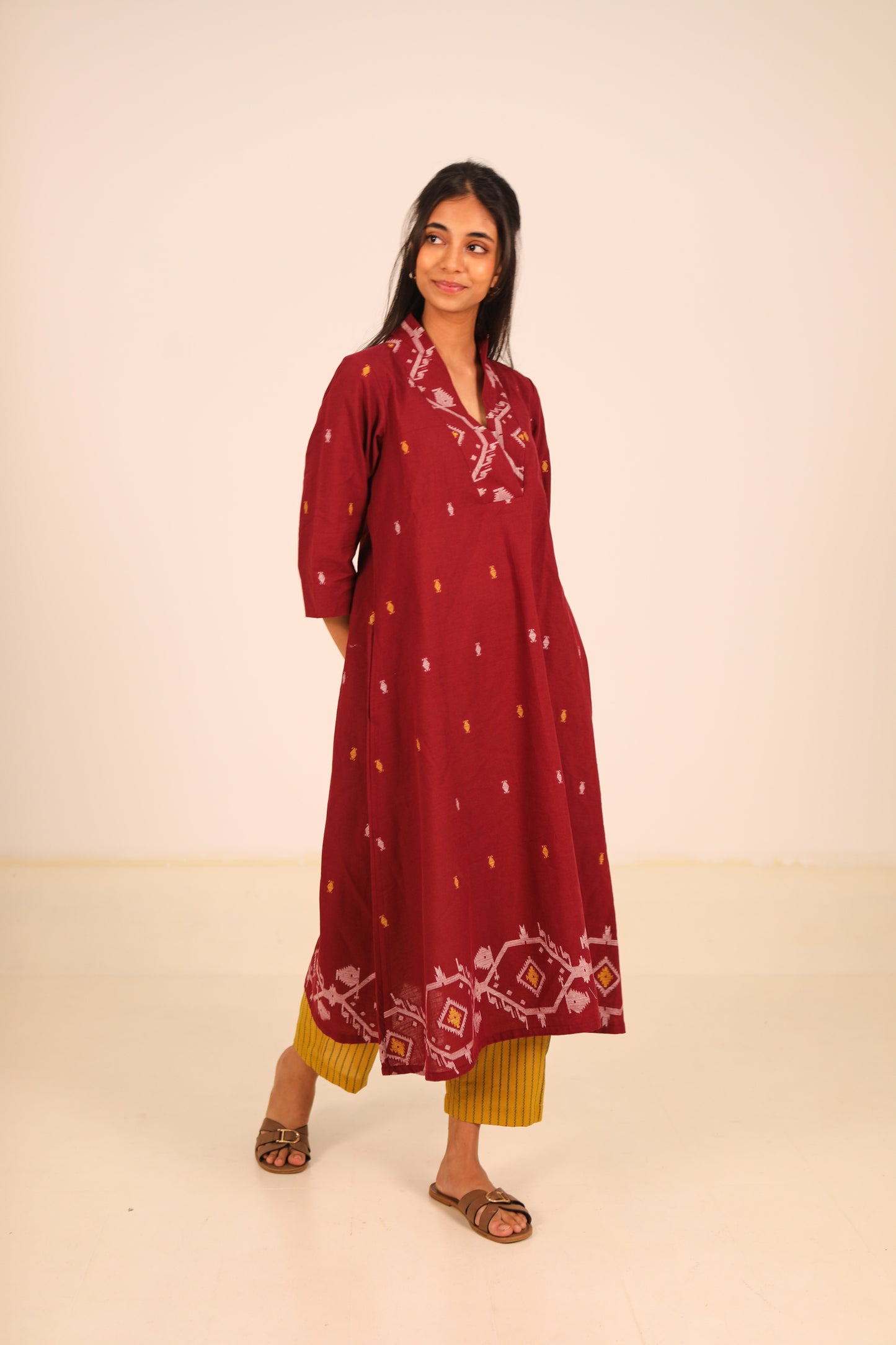 Red Hibiscus Kurta Set
