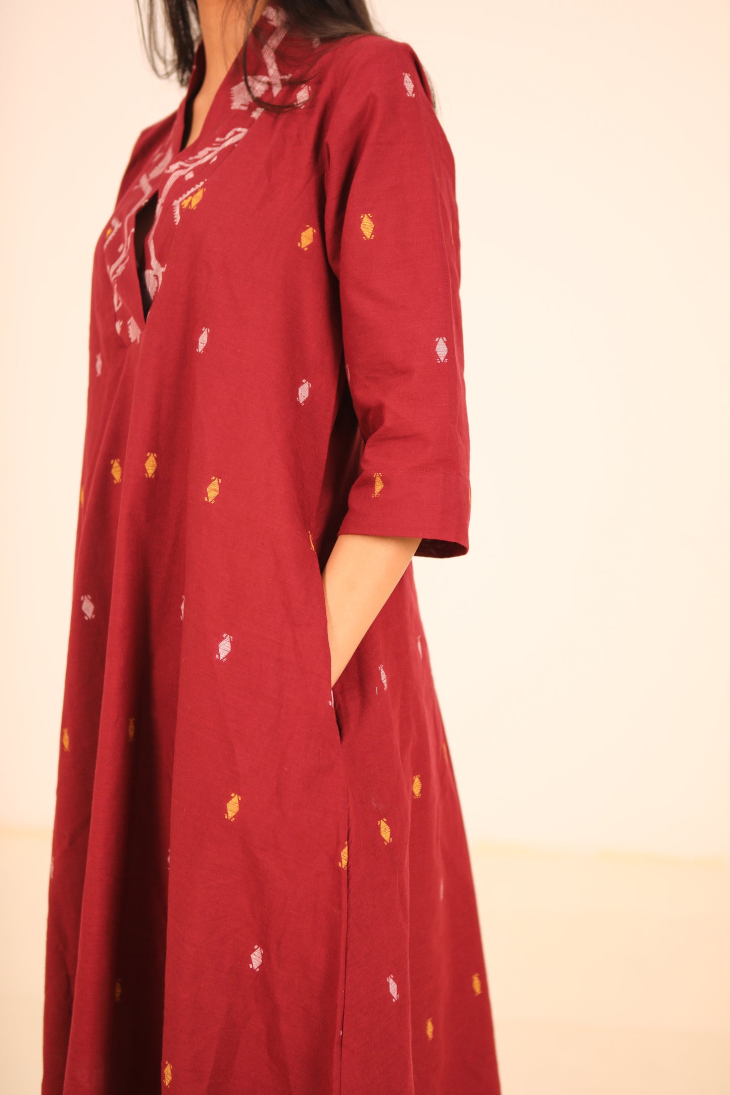 Red Hibiscus Kurta Set