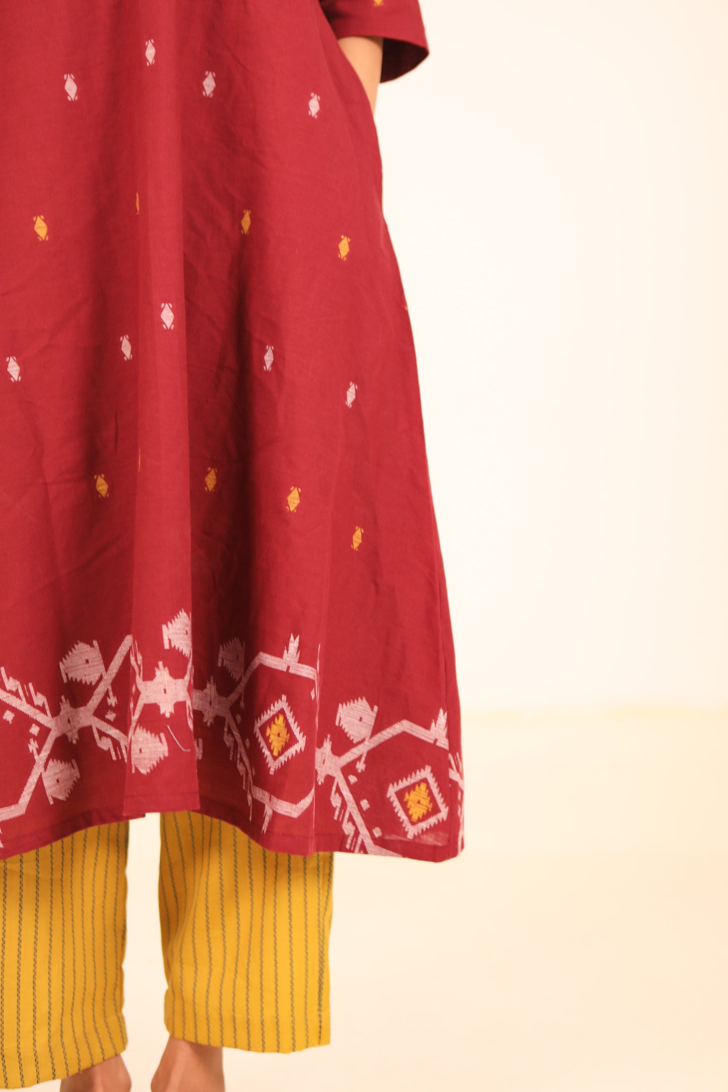 Red Hibiscus Kurta Set