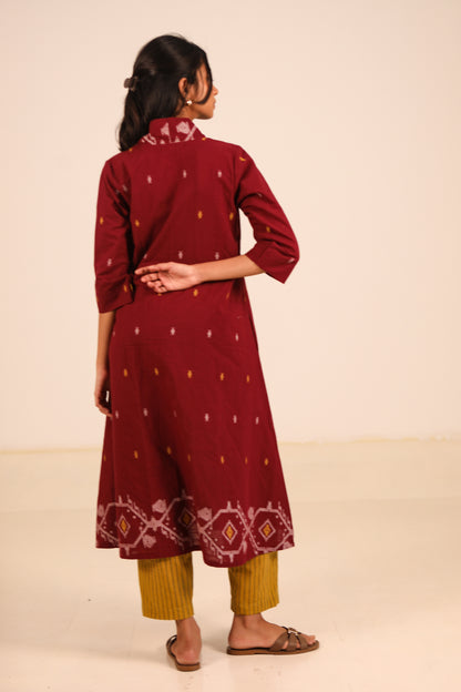 Red Hibiscus Kurta Set