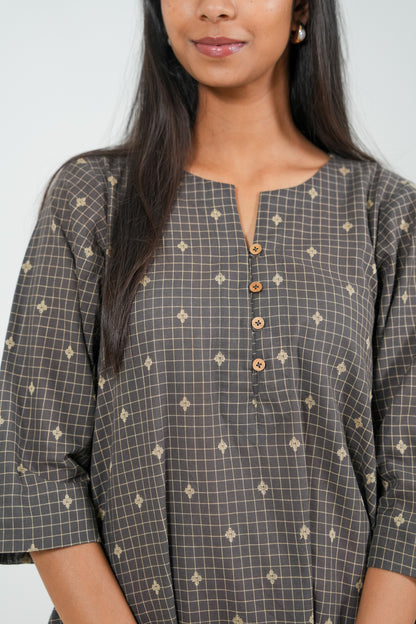 Gray Velvet Kurta Set