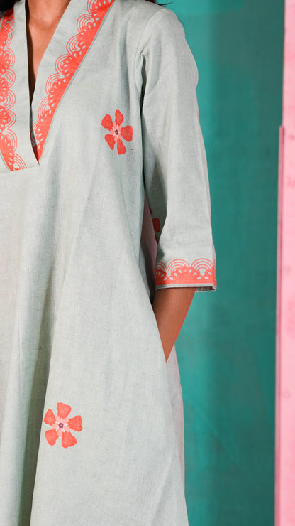 Brick and Blossom Kurta Set