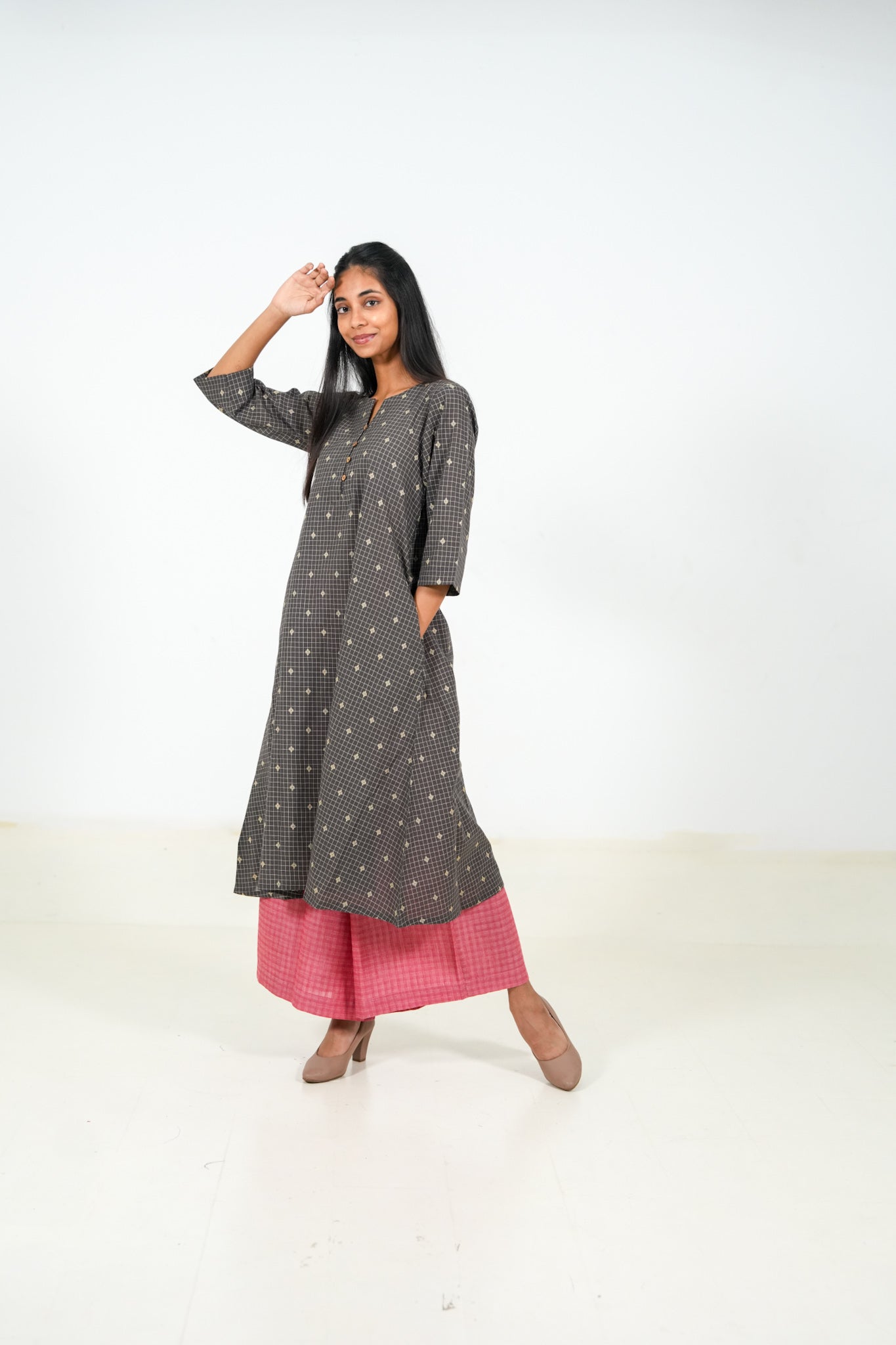 Gray Velvet Kurta Set