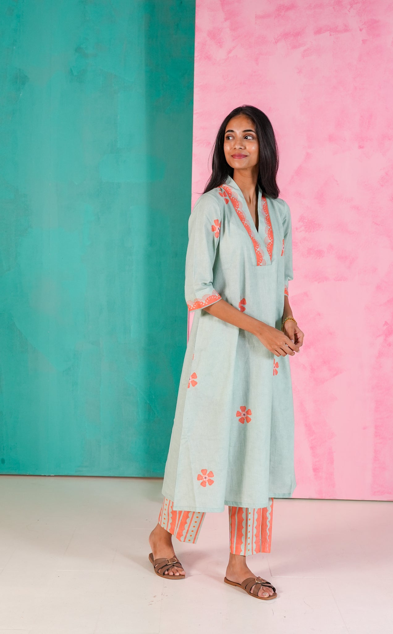Brick and Blossom Kurta Set