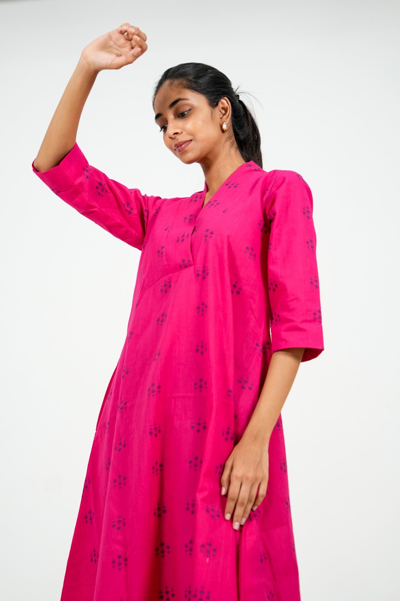 Pink Peacock Kurta Set