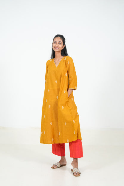 Orange Peel Kurta Set