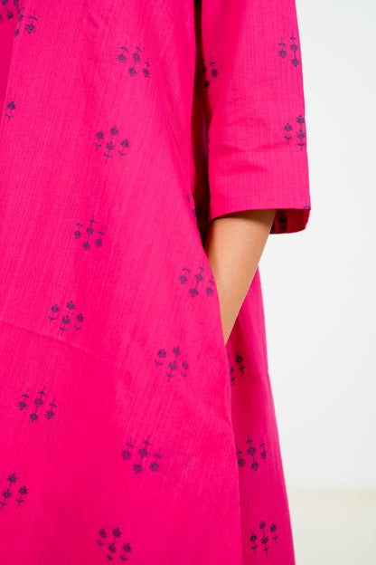 Pink Peacock Kurta Set