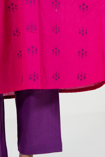 Pink Peacock Kurta Set