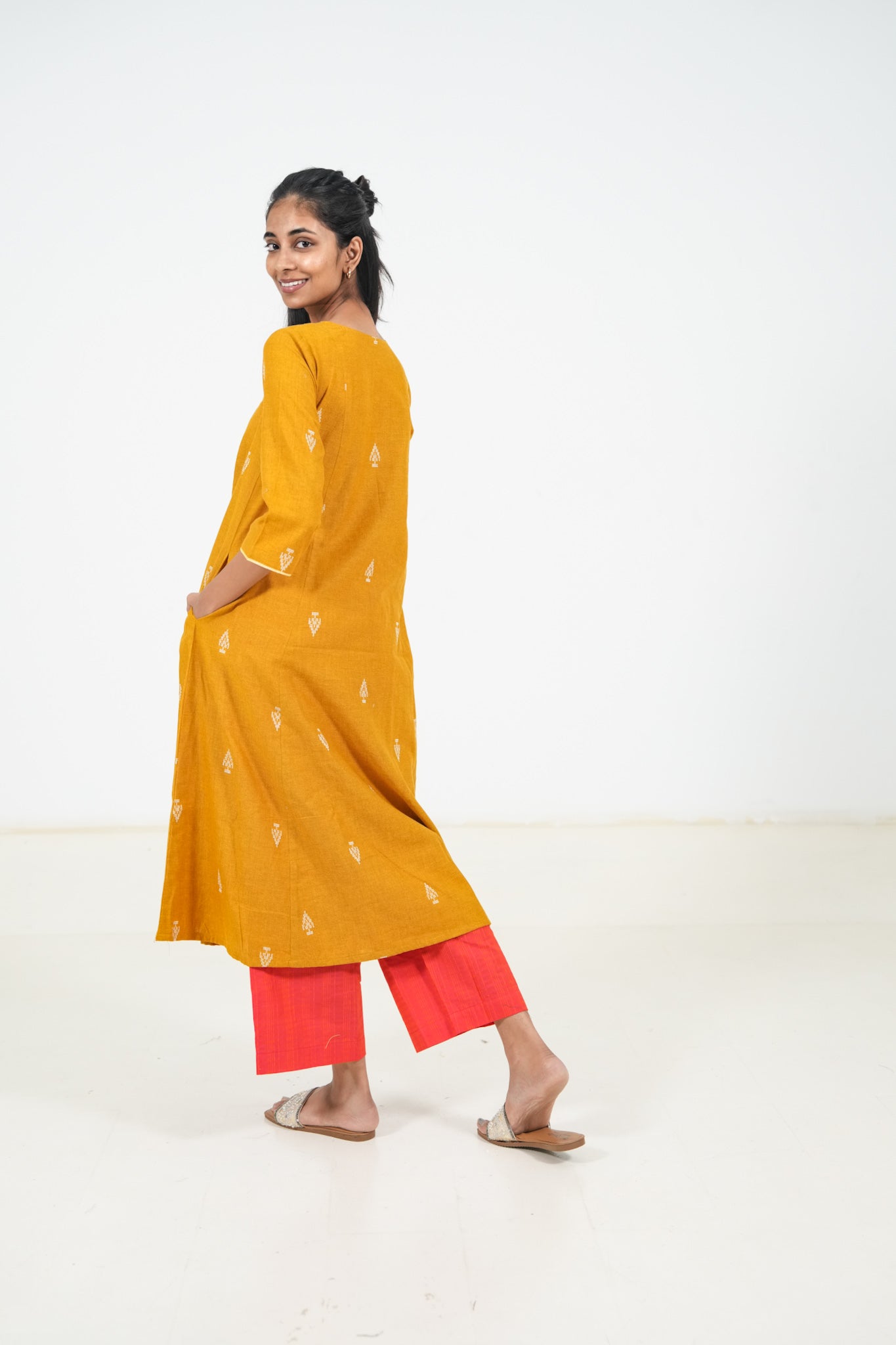 Orange Peel Kurta Set