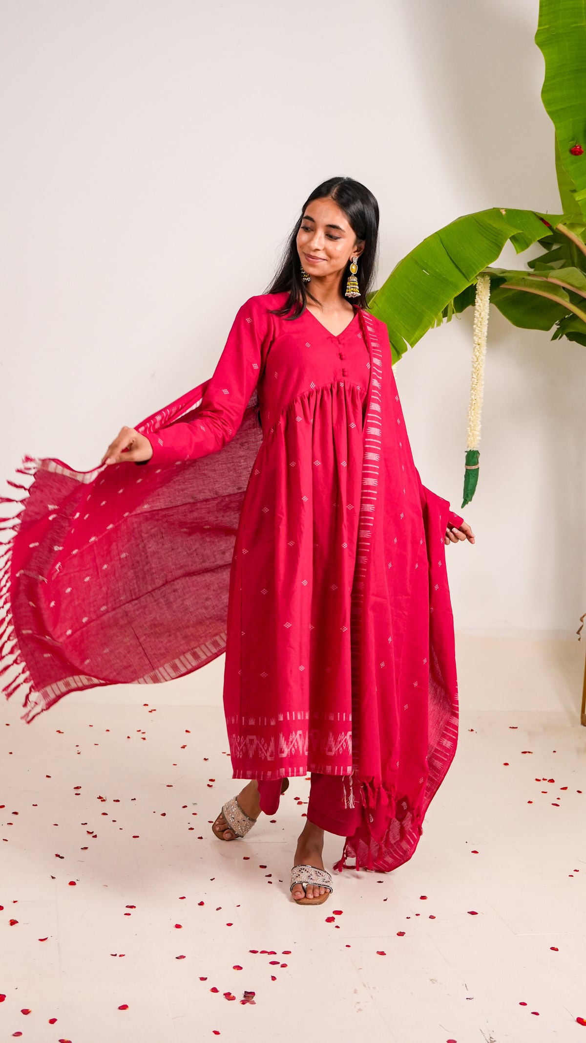 Sindhura Jamdani Dupatta Set