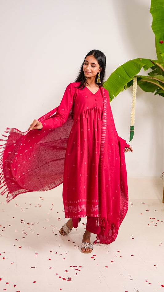 Sindhura Jamdani Dupatta Set