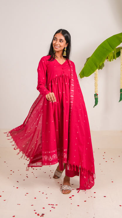 Sindhura Jamdani Dupatta Set