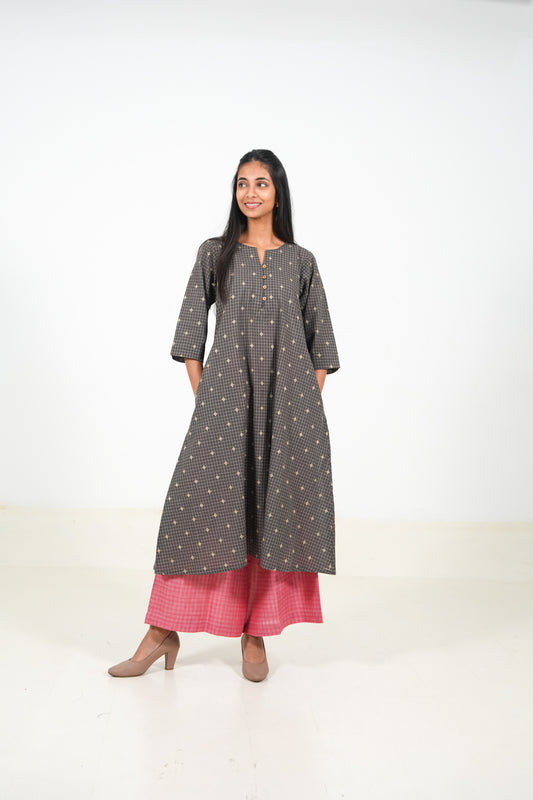 Gray Velvet Kurta Set