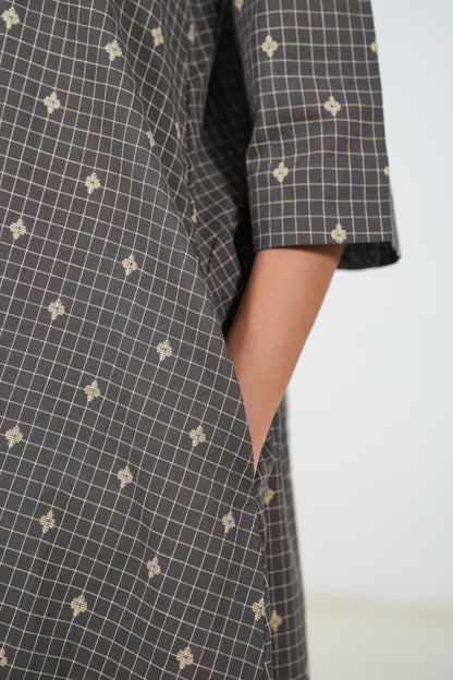 Gray Velvet Kurta Set