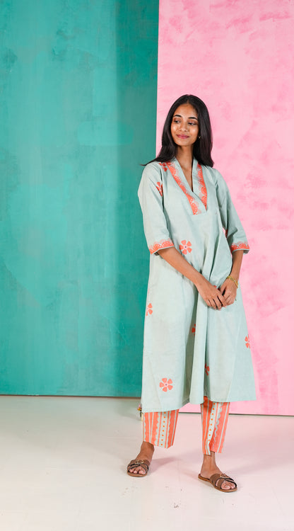 Brick and Blossom Kurta Set