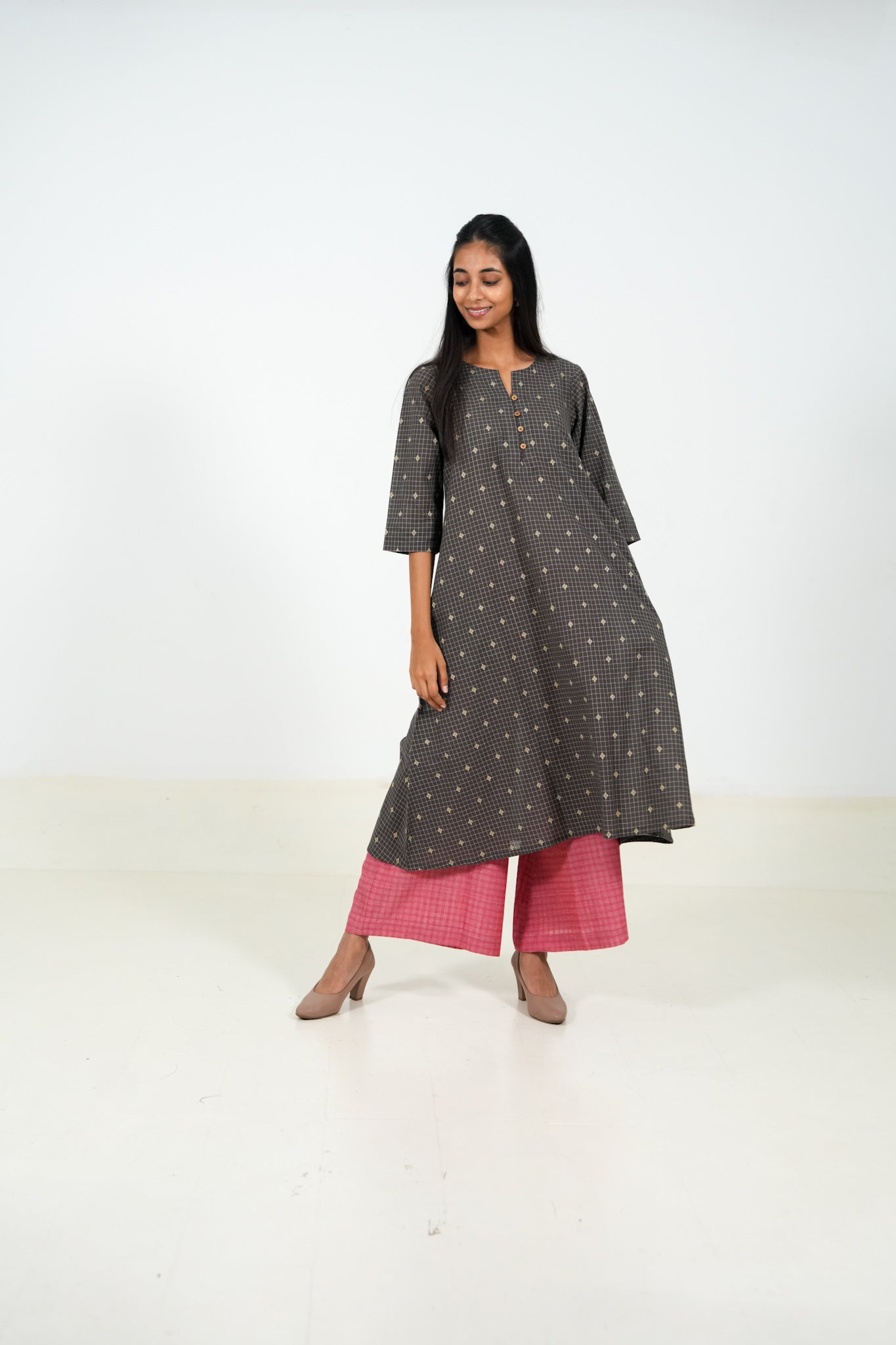 Gray Velvet Kurta Set