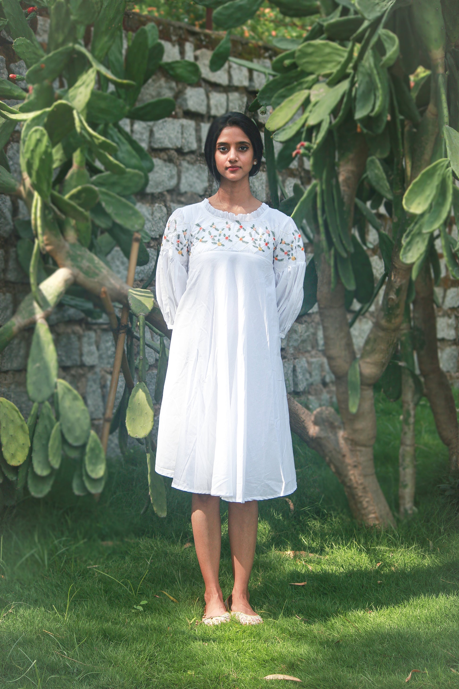 White A Line cotton dress