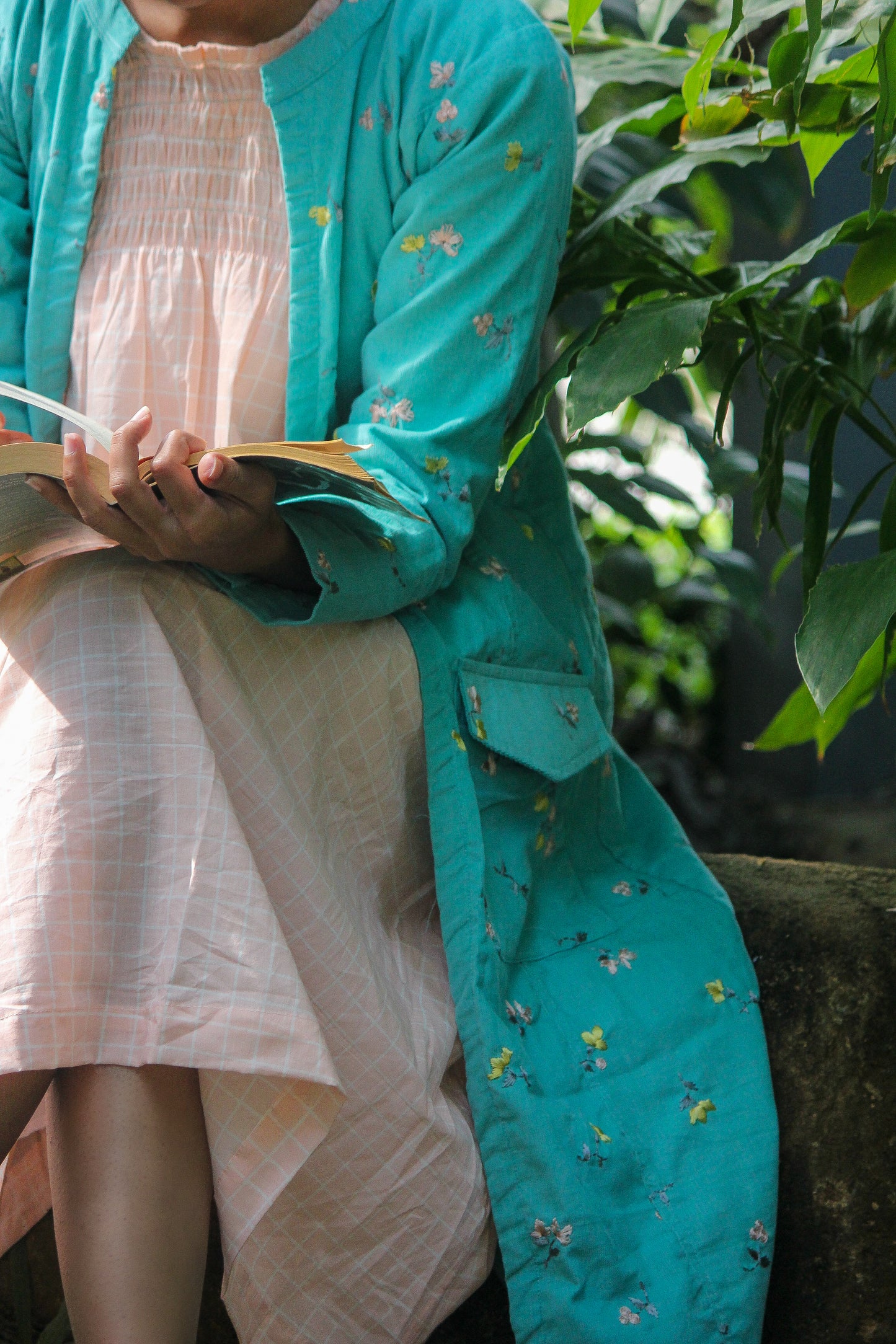 Himalayan Blue Poppies Corduroy Coat